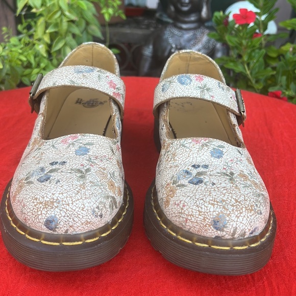 🌸 Dr. Martens 12295 Vintage Floral Crackle Single Strap Mary Jane Loafers - Picture 6 of 17